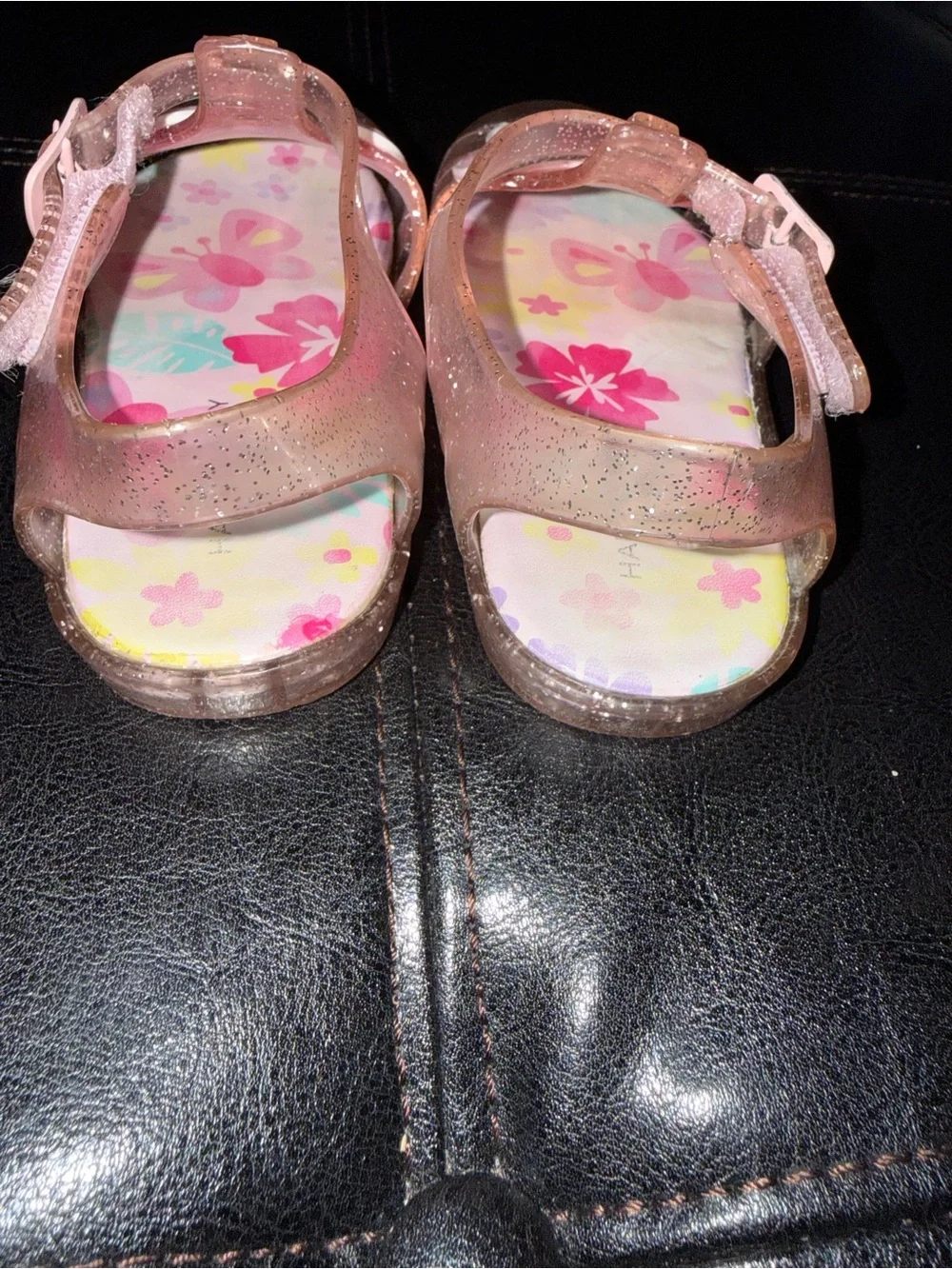 Girls Glitter Pink Butterfly Jelly Sandals